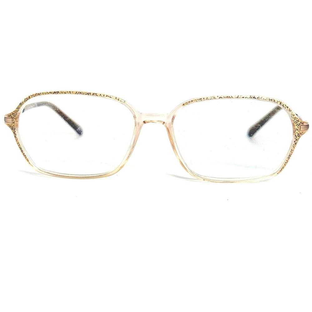 Vintage Brown Clear Eyeglass Frames EN 3674 135 54-15-135 Gold Detail Eyewear
